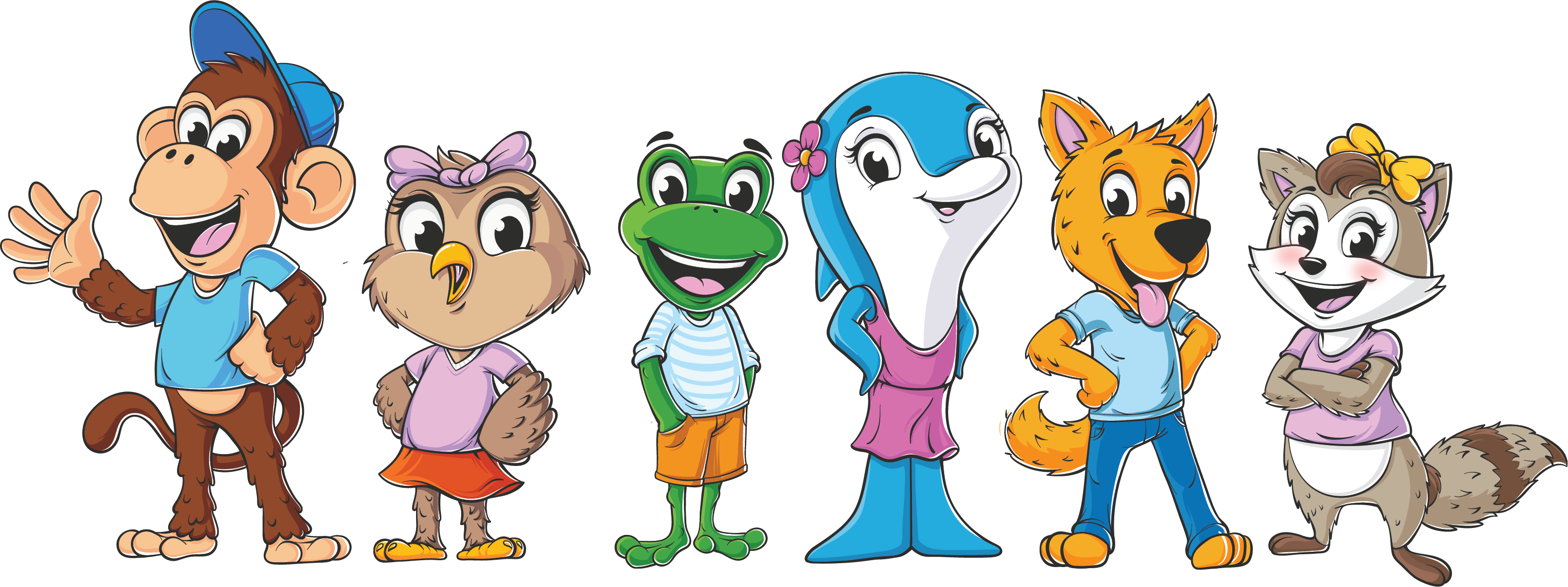 The six Little Land brand characters standing together
